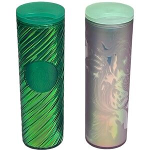 Starbucks Bundle New Green 16oz Tumbler EUC Like New Frosted Siren 16oz Tumbler